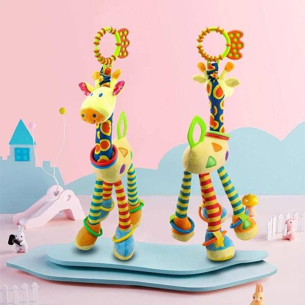 Imagem de Chocalho de Girafa de Pelúcia para Bebê - Brinquedo de Desenvolvimento Infantil