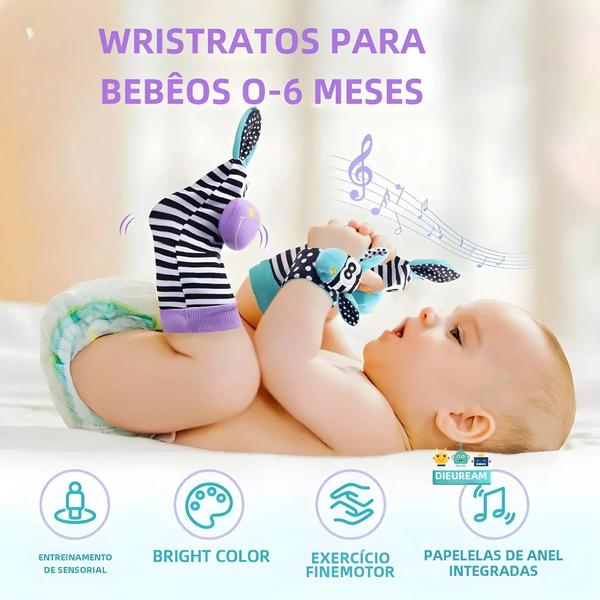 Imagem de Chocalho de Pulso para Bebê (0-12 Meses) - Brinquedo de Aprendizagem Sensorial