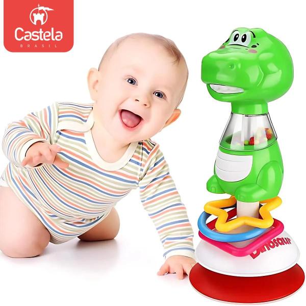 Imagem de Chocalho Infantil Animal Dino Mordedor Ventosa Bebe Livre BPA Castela