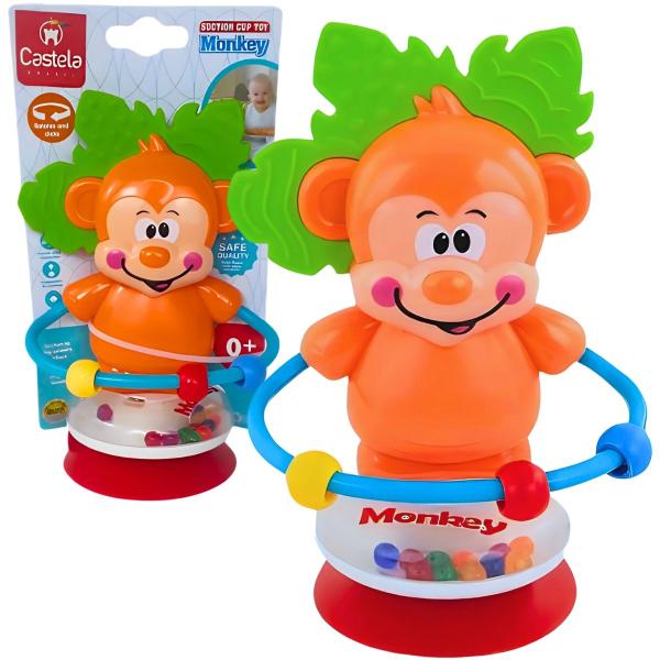 Imagem de Chocalho Infantil Animal Macaquinho Mordedor Ventosa Bebe Livre BPA Castela