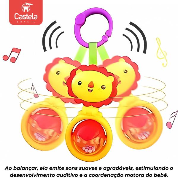 Imagem de Chocalho Interativo Infantil Animal Leão Bebe Divertido Não Toxico - Castela