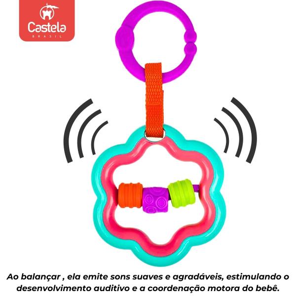 Imagem de Chocalho Interativo Infantil Flor Bebe Divertido Não Toxico Castela