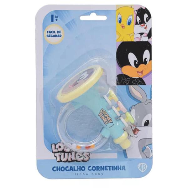 Imagem de Chocalho Para Bebê Cornetinha Azul Looney Tunes 1 Mês