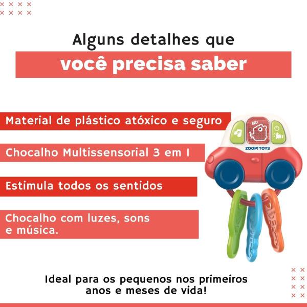 Imagem de Chocalho Sonoro Educativo Musical Carrinho P/ Bebê - Zoop