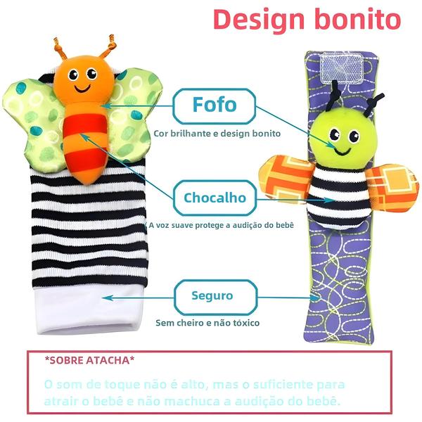 Imagem de Chocalhos de Pelúcia para Bebê (0-24 Meses) - Conjunto de Brinquedos para Desenvolvimento