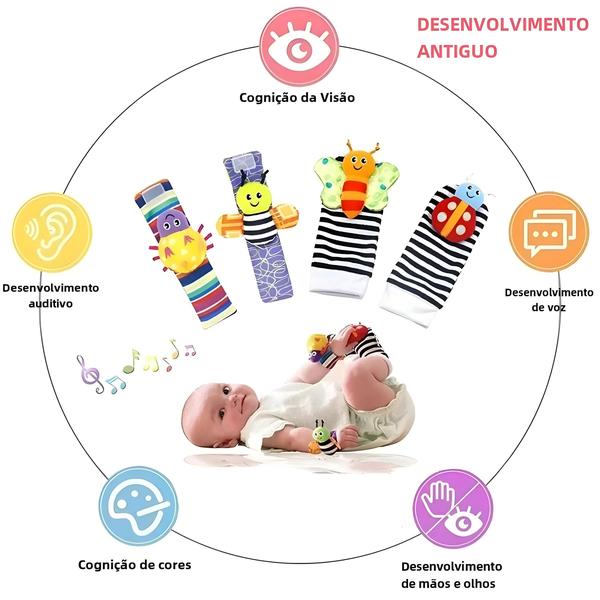 Imagem de Chocalhos de Pelúcia para Bebê (0-24 Meses) - Conjunto de Brinquedos para Desenvolvimento