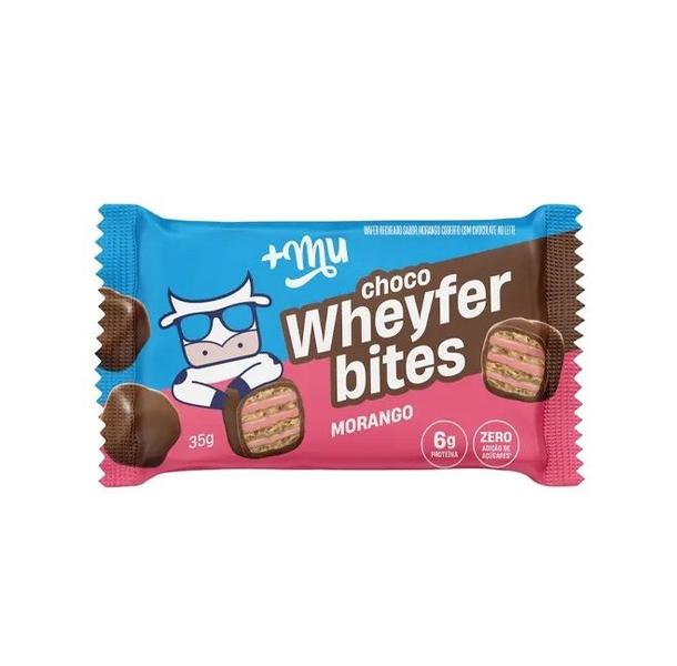 Choco Wheyfer Bites (35g) - Sabor: Morango - Mais Mu Imagem de Choco Wheyfer Bites (35g) - Sabor: Morango