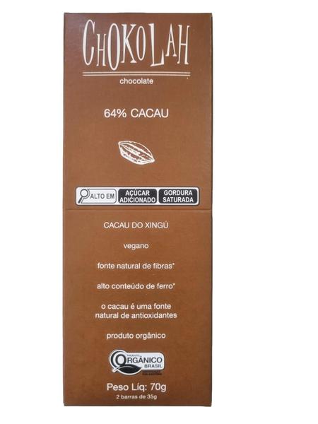 Imagem de Chocolate 64% Cacau Açúcar Demerara Orgânico Chokolah 70G