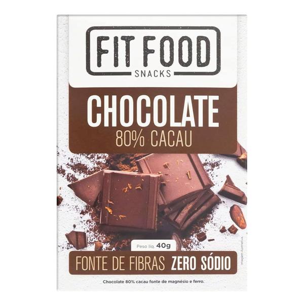 Imagem de Chocolate 80% Cacau Zero Sódio Fit Food 40g