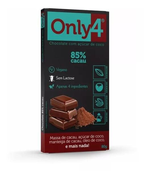 Imagem de Chocolate 85% Cacau Sem Lactose Vegano Only4 80g