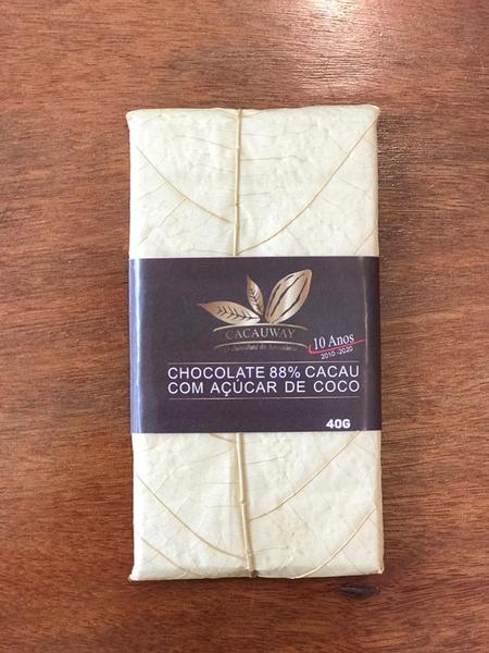 Imagem de Chocolate 88% cacau intenso com açúcar de coco 40g -  Cacauway