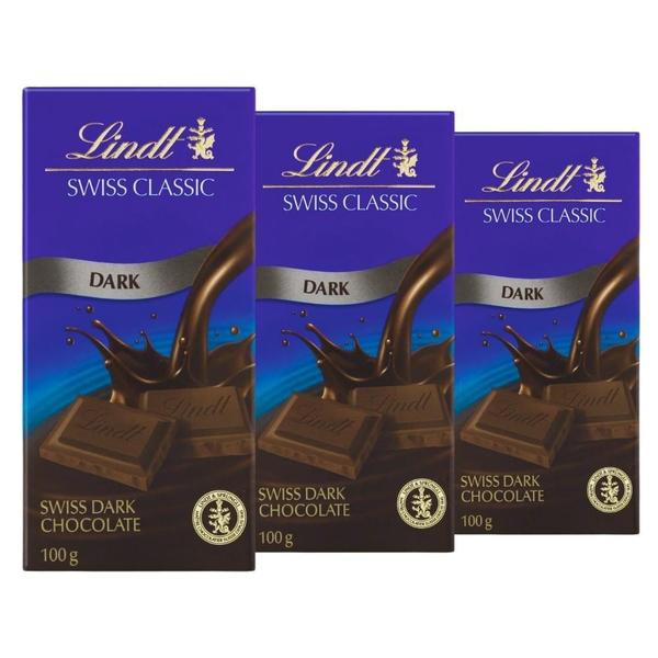 Imagem de Chocolate Amargo, Lindt Classic, 3 Barras De 100G