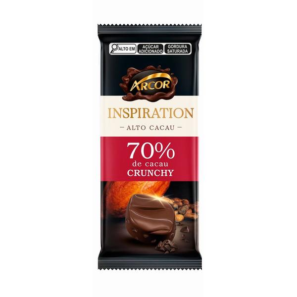 Chocolate Amargo Tablet Inspiration 70% De Cacau Chunchy 80g Crocante - Arcor Imagem de Chocolate Amargo Tablet Inspiration 70% De Cacau Chunchy 80g Crocante