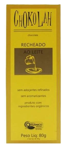 Chocolate ao Leite 40% Cacau Recheado Orgânico CHoKolaH 80g Imagem de Chocolate ao Leite 40% Cacau Recheado Orgânico CHoKolaH 80g