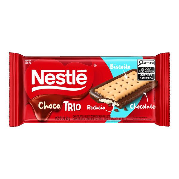 Imagem de Chocolate Ao Leite Com Biscoito Choco Trio 12 Unidades De 90g Nestlé