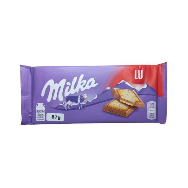 Chocolate ao leite com biscoito Milka & Lu 87g Importado Imagem de Chocolate ao leite com biscoito Milka & Lu 87g Importado