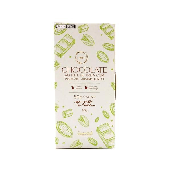Chocolate ao Leite de Aveia Pistache Caramelizado Quintal 60g - Produtos do Quintal Imagem de Chocolate ao Leite de Aveia Pistache Caramelizado Quintal 60g