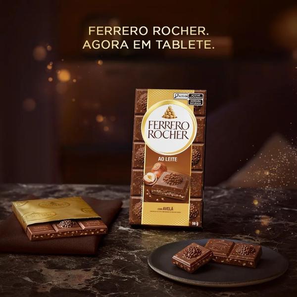 Imagem de Chocolate Barra Ferrero Rocher Chocolate ao Leite com Recheio de Avela 90g