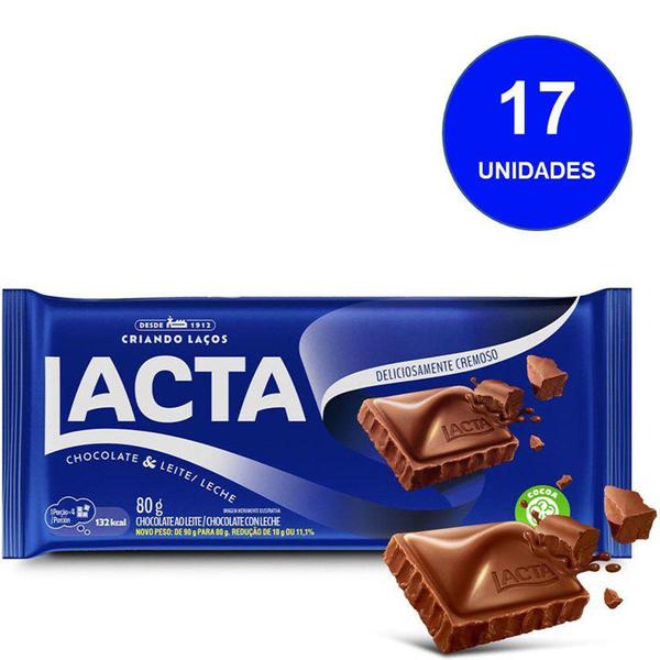 Imagem de Chocolate Barra Lacta 80g Ao Leite 17un