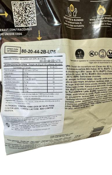 Imagem de Chocolate Belga Amargo Power 80 Callebaut 80% 2,5kg- Pacote