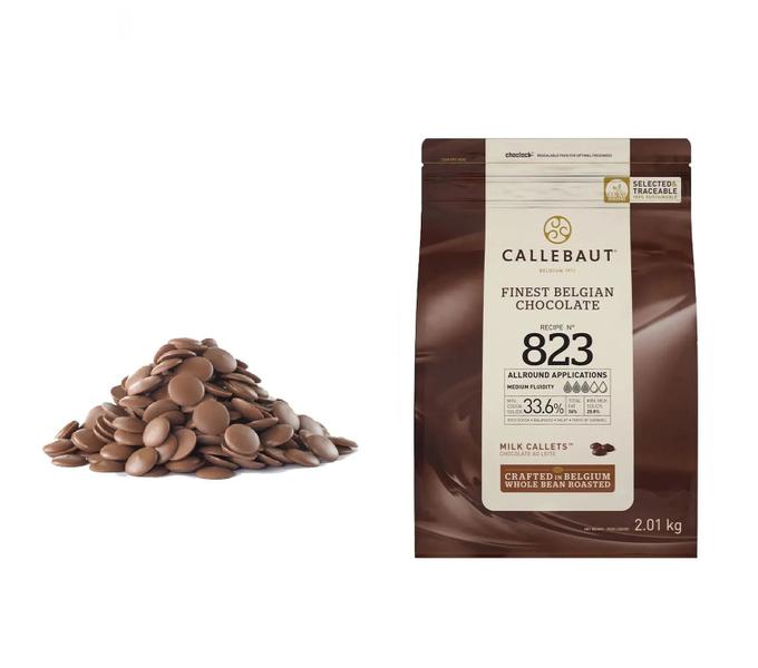 Chocolate belga Ao Leite 823 Callebaut 33,6% Gotas 2,01kg Imagem de Chocolate belga Ao Leite 823 Callebaut 33,6% Gotas 2,01kg