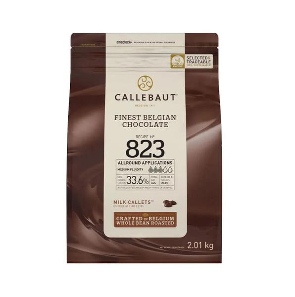 Chocolate belga Ao Leite 823 Callebaut 33,6% Gotas 2,01kg Imagem de Chocolate belga Ao Leite 823 Callebaut 33,6% Gotas 2,01kg