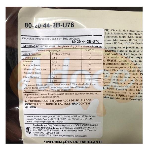 Imagem de Chocolate belga power amargo 80% de cacau 2,5kg callebaut