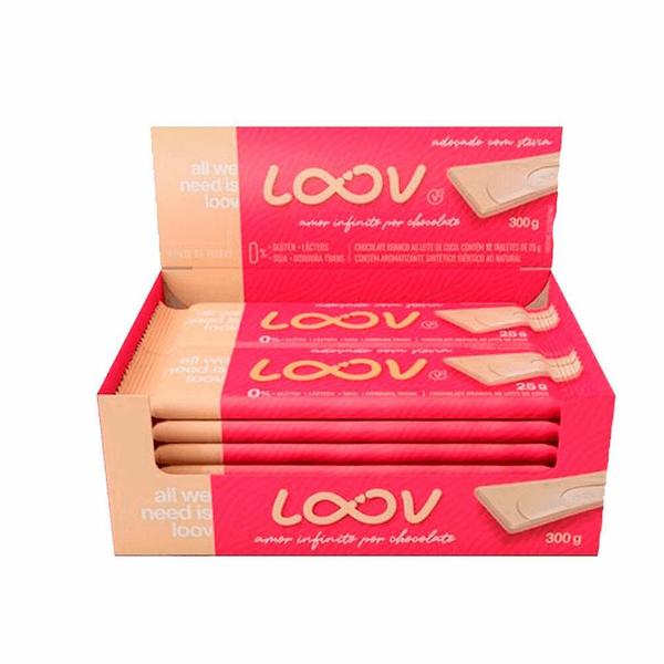 Chocolate Branco ao Leite de Coco Loov Chocolife (cx c/12 un de 25g) Imagem de Chocolate Branco ao Leite de Coco Loov Chocolife (cx c/12 un de 25g)