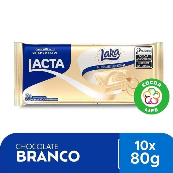 Imagem de Chocolate Branco Laka Lacta Kit 10 Barras De 80G