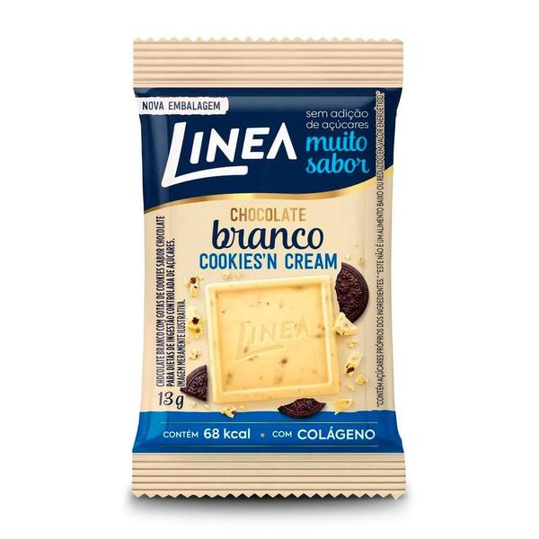 Chocolate Branco Mini Linea Sabor Cookies'n Cream 13g - Línea Imagem de Chocolate Branco Mini Linea Sabor Cookies'n Cream 13g