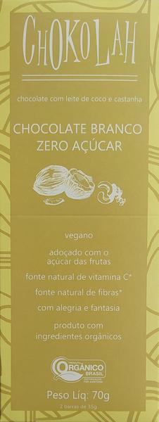 Chocolate Branco Zero Açúcar Orgânico CHoKolaH 70g Imagem de Chocolate Branco Zero Açúcar Orgânico CHoKolaH 70g