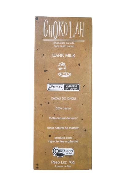 Chocolate Dark Milk 55% Cacau com Açúcar Demerara Orgânico CHoKolaH 70g Imagem de Chocolate Dark Milk 55% Cacau com Açúcar Demerara Orgânico CHoKolaH 70g
