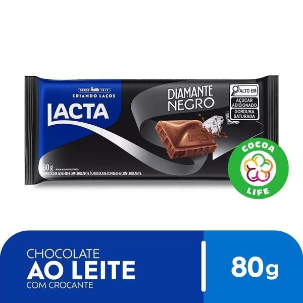 Chocolate Diamante Negro Lacta Barra 80G Imagem de Chocolate Diamante Negro Lacta Barra 80G