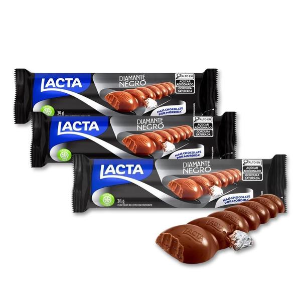 Chocolate Diamante Negro Tablete Lacta Kit 3 Unidades 34G Imagem de Chocolate Diamante Negro Tablete Lacta Kit 3 Unidades 34G