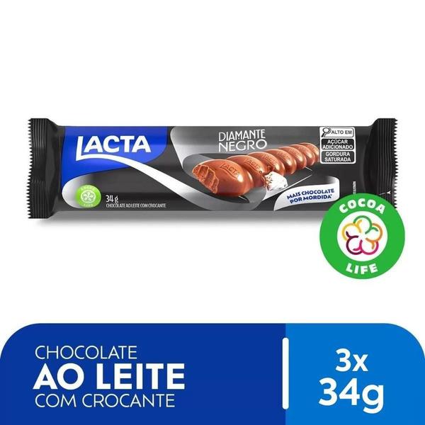 Chocolate Diamante Negro Tablete Lacta Kit 3 Unidades 34G Imagem de Chocolate Diamante Negro Tablete Lacta Kit 3 Unidades 34G