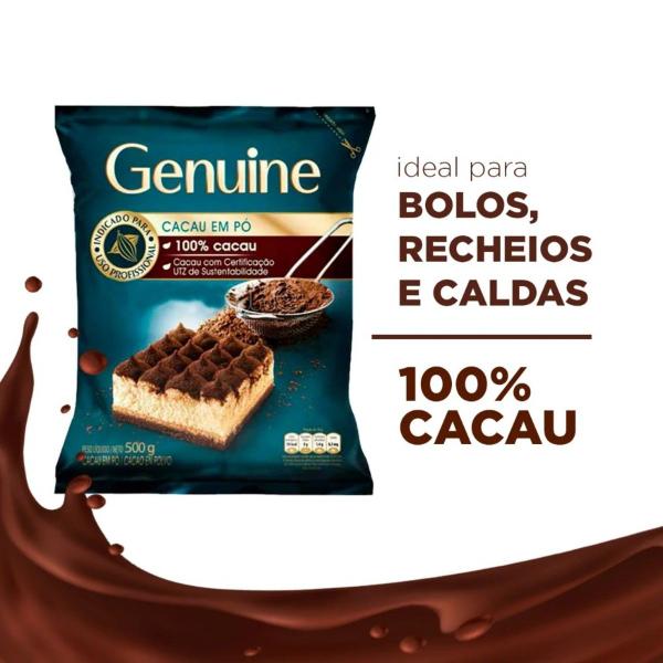 Imagem de Chocolate em Pó 100% Cacau Genuine 500g  Intensidade e Qualidade para suas Receitas