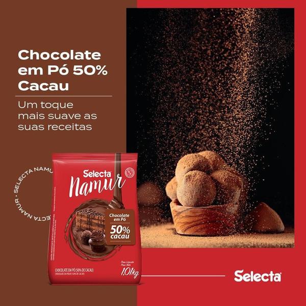 Chocolate em Pó 50% Cacau Selecta 1,010kg Imagem de Chocolate em Pó 50% Cacau Selecta 1,010kg