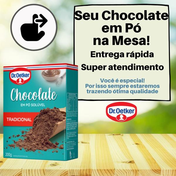 Imagem de Chocolate em Pó Solúvel Dr. OETKER 200g - Tradicional, 70% Cacau, 100% Cacau