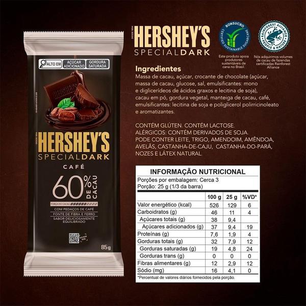 Chocolate Hershey's Special Dark Café Crocante 85g - Embalagem com 17 Unidades - Hersheys Imagem de Chocolate Hershey's Special Dark Café Crocante 85g - Embalagem com 17 Unidades