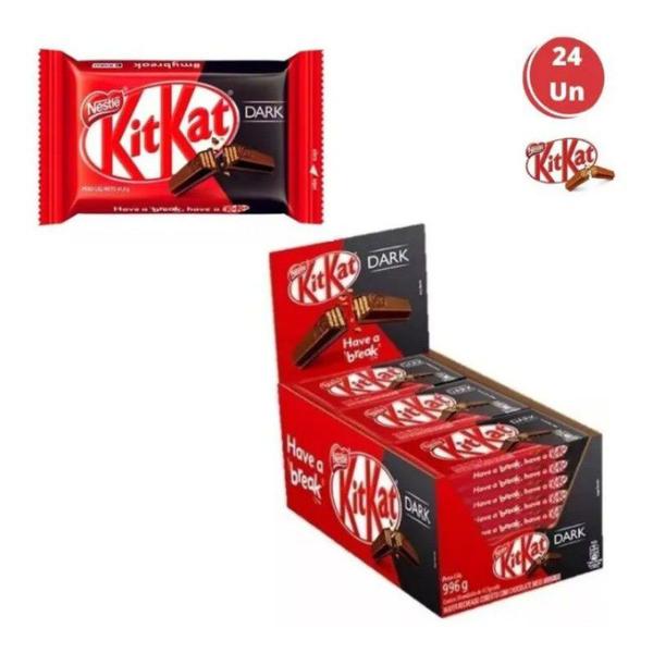 Chocolate Kit Kat Dark 41,5g Caixa C/24 Unidades - Nestlé Imagem de Chocolate Kit Kat Dark 41,5g Caixa C/24 Unidades - Nestlé