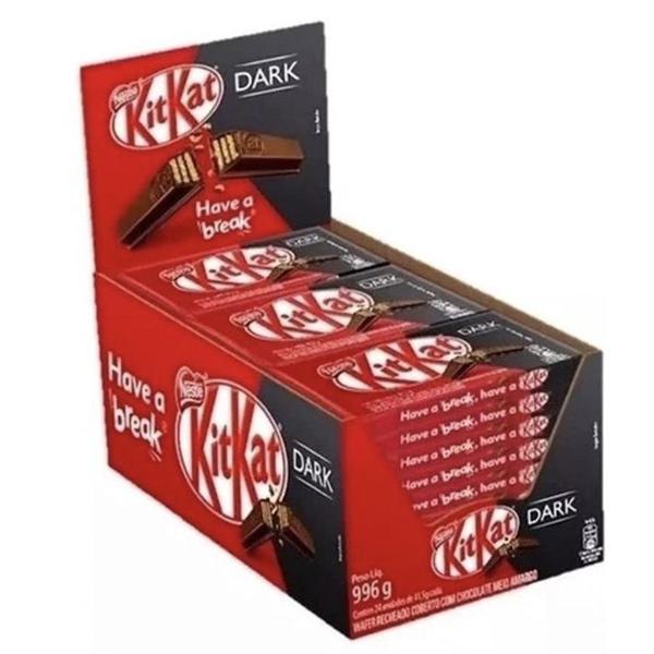 Chocolate Kit Kat Dark 41,5g Caixa C/24unid - 996g - NESTLÉ Imagem de Chocolate Kit Kat Dark 41,5g Caixa C/24unid - 996g