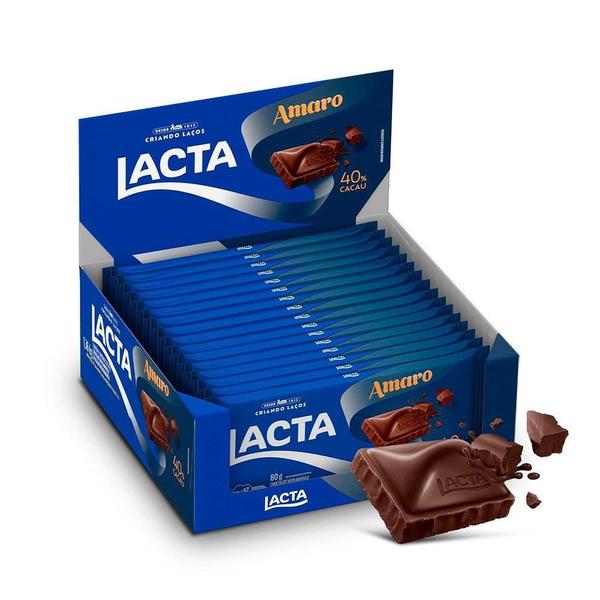 Chocolate Lacta Amaro 80g Embalagem com 17 Unidades Imagem de Chocolate Lacta Amaro 80g Embalagem com 17 Unidades