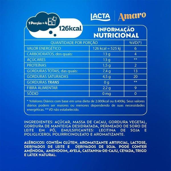 Imagem de Chocolate Lacta Amaro 80g Embalagem com 17 Unidades