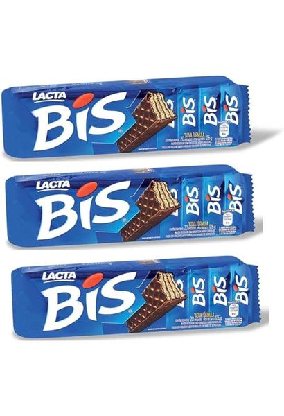 Chocolate Lacta Bis Ao Leite pack c 3 unidades de 100,8g Imagem de Chocolate Lacta Bis Ao Leite pack c 3 unidades de 100,8g