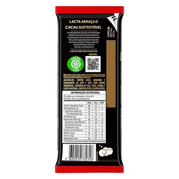 Imagem de Chocolate Lacta Intense 60% Cacau Mix Nuts 85g Embalagem com 17 Unidades