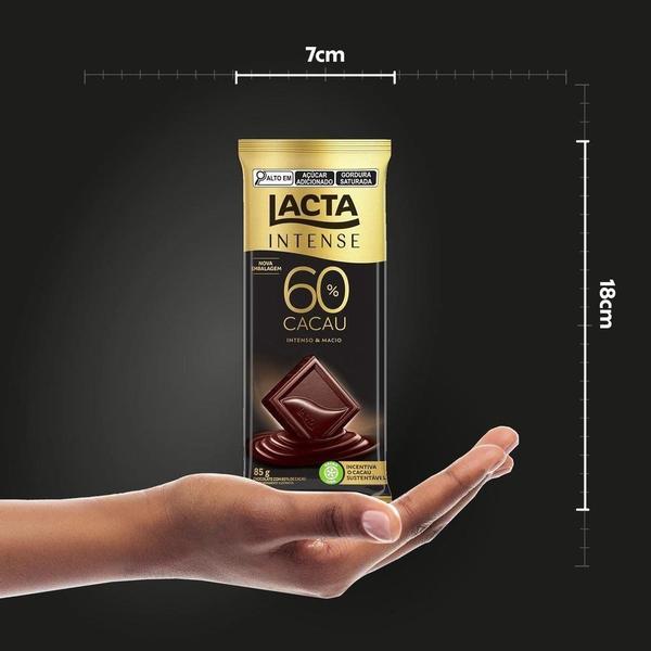 Imagem de Chocolate Lacta Intense Amargo 60% Cacau Original 85g - Caixa com 17 Unidades