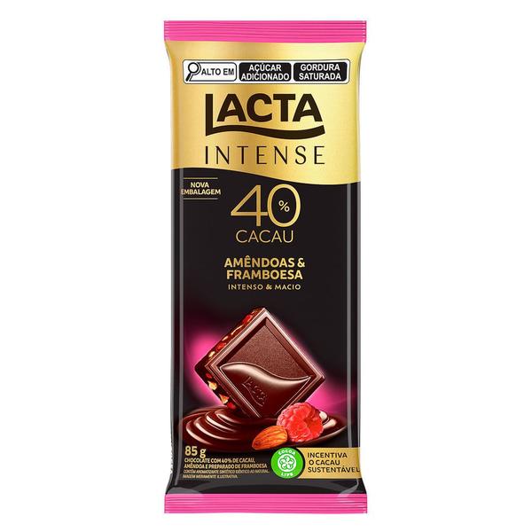 Imagem de Chocolate Lacta Intense Nuts 40% Cacau Amêndoas e Framboesa 85g