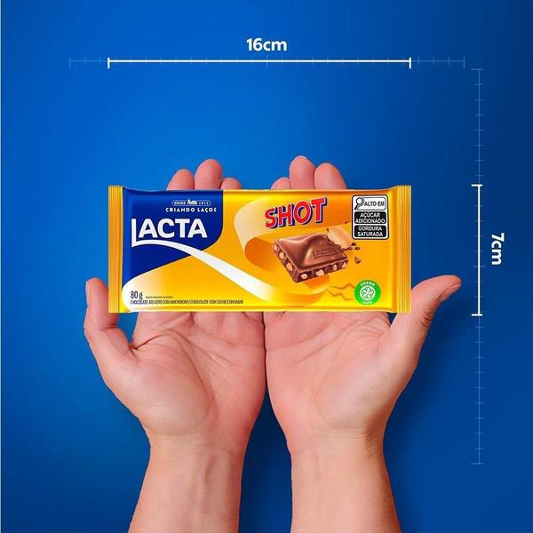 Chocolate Lacta Shot 80g - Embalagem com 17 Unidades Imagem de Chocolate Lacta Shot 80g - Embalagem com 17 Unidades