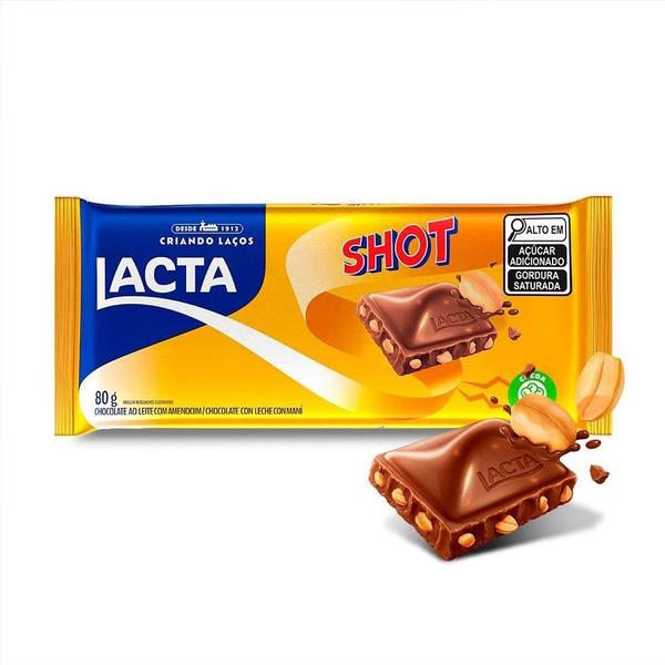 Chocolate Lacta Shot 80g - Embalagem com 17 Unidades Imagem de Chocolate Lacta Shot 80g - Embalagem com 17 Unidades