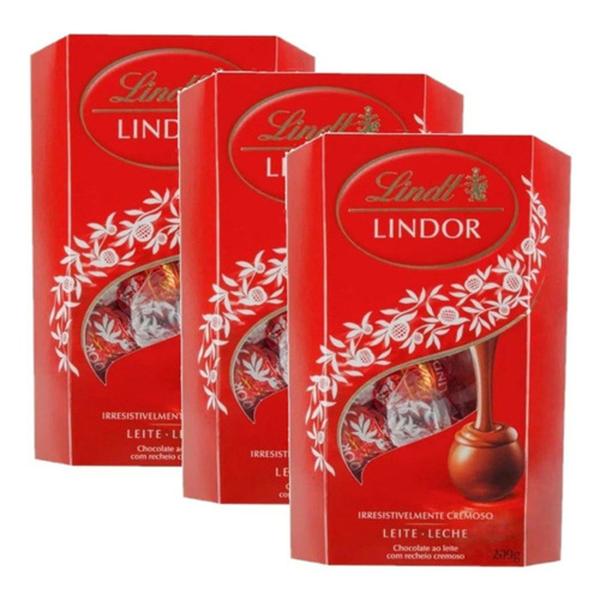 Imagem de Chocolate Lindor ao Leite Lindt 200g (3 caixas)